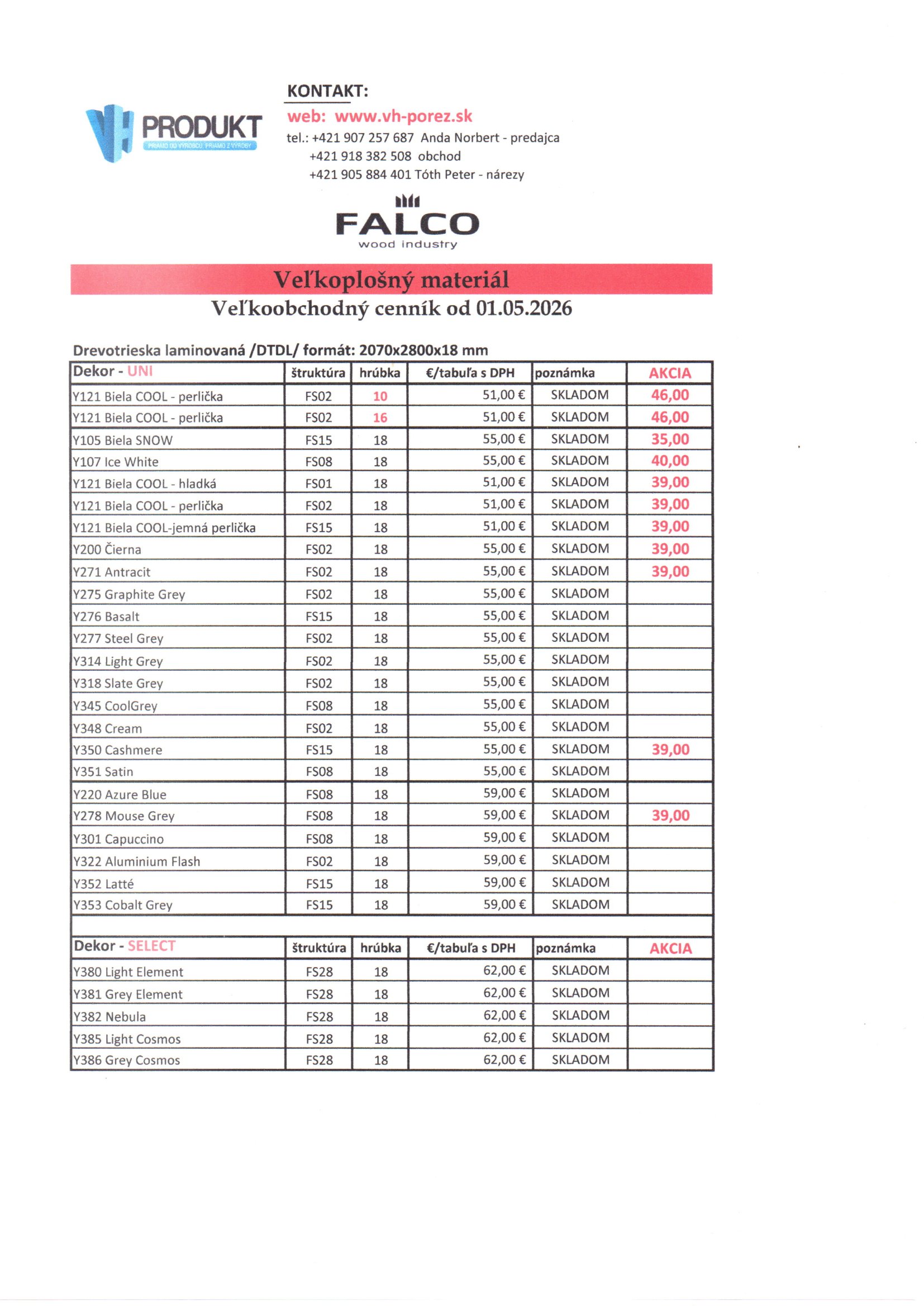 Cennik FALCO 1 strana